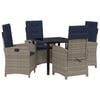 vidaXL Garden Dining Set with Cushion 5 pcs Grey Poly Rattan