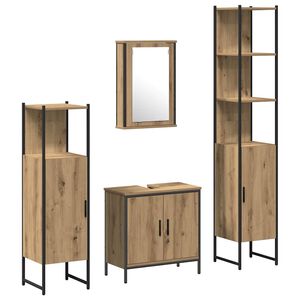 vidaXL Bathroom Furniture Set with Shelf 4 pcs Brown Engineered wood