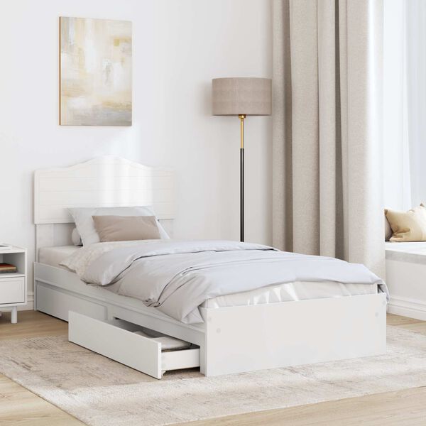 vidaXL Storage Bed with Headboard White 90 x 190 cm Engineered Wood