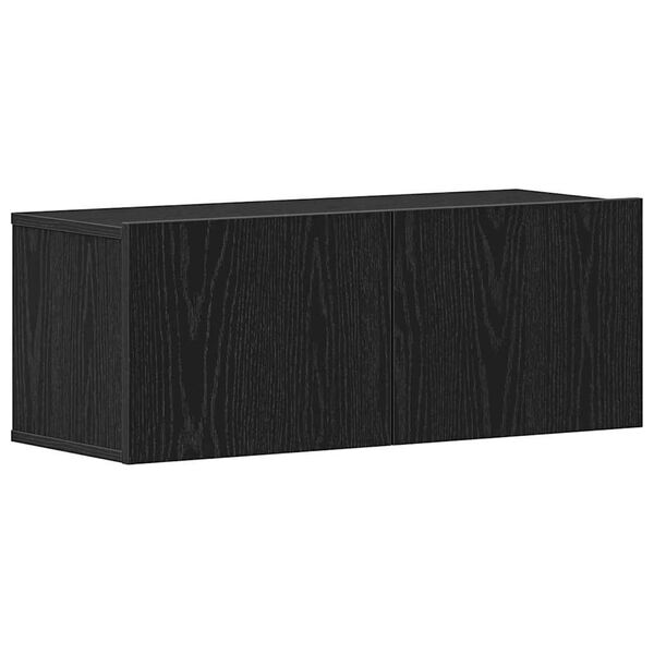 vidaXL TV Cabinet 2 pcs Black Oak 80 x 30 x 30 cm Engineered Wood