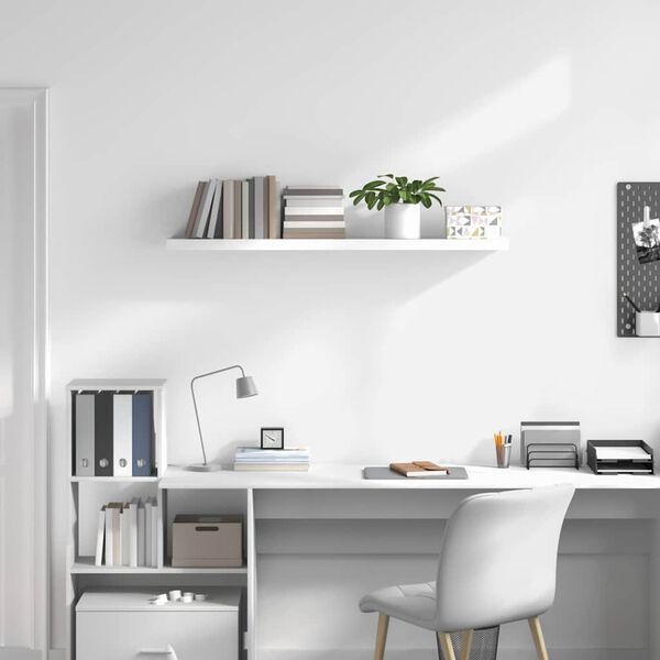 vidaXL Floating Wall Shelf High Gloss White 120x23.5x3.8 cm MDF