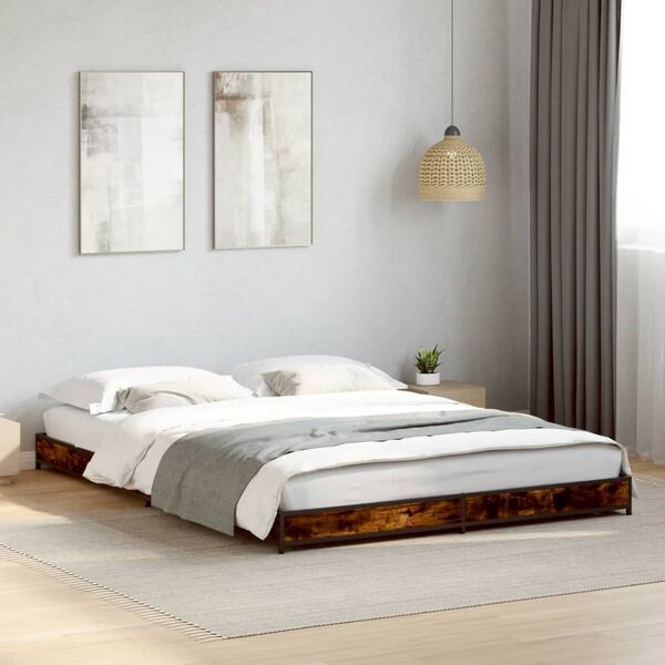 vidaXL Bed Frame without Mattress Smoked Oak 120x200 cm