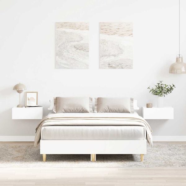vidaXL Bed Frame No Mattress White 135x190 cm Double Engineered Wood