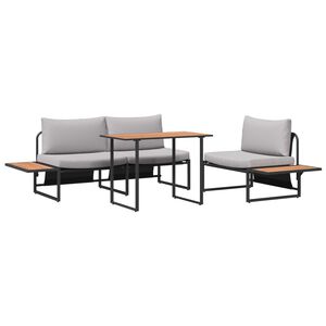 vidaXL Garden Dining Set 3 pcs Light grey Steel