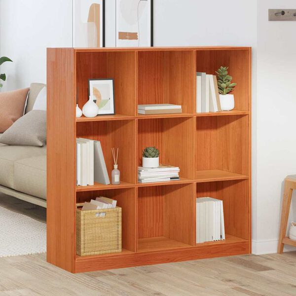vidaXL Book Cabinet Wax Brown 104 x 33 x 110 cm Solid Pine Wood
