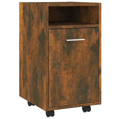 vidaXL Side Cabinet with Wheels Smoked Oak 33x38x60 cm Engineered Wood