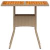 vidaXL Garden Table Beige 80x80x75 cm Poly Rattan Acacia Wood