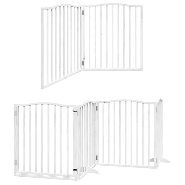 vidaXL Dog Gate with Door Foldable 8 Panels White 640 cm Poplar Wood