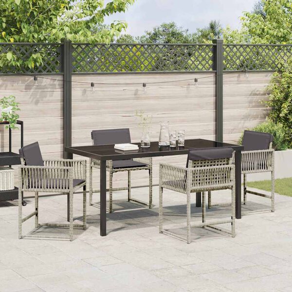 vidaXL Garden Dining Set 5 pcs Light Grey Poly Rattan
