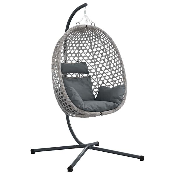 vidaXL Hanging Egg Chair Manual Anthracite and grey 104 x 100 x 191 cm