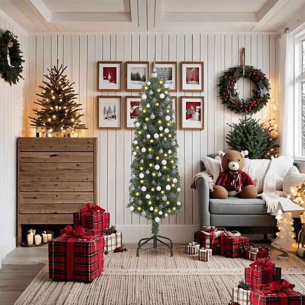 vidaXL Artificial Christmas Tree with 300 LEDs with Stand Green 180 cm