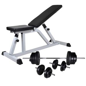 vidaXL Workout Bench with Barbell and Dumbbell Set 60,5 kg