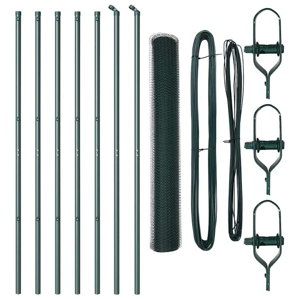 vidaXL Fence Post Green 10 x 1 m (25 mm mesh) Steel and PVC