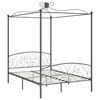 vidaXL Canopy Bed Frame without Mattress Grey Metal 140x200 cm