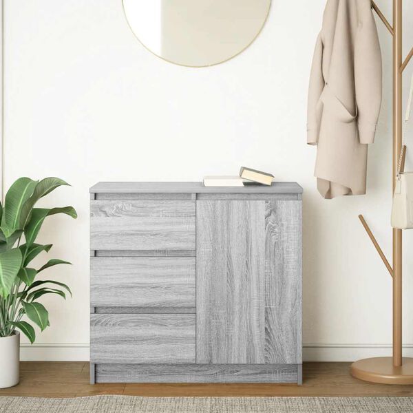 vidaXL Sideboard with Drawer Grey Sonoma 71x35x65 cm Engineered Wood