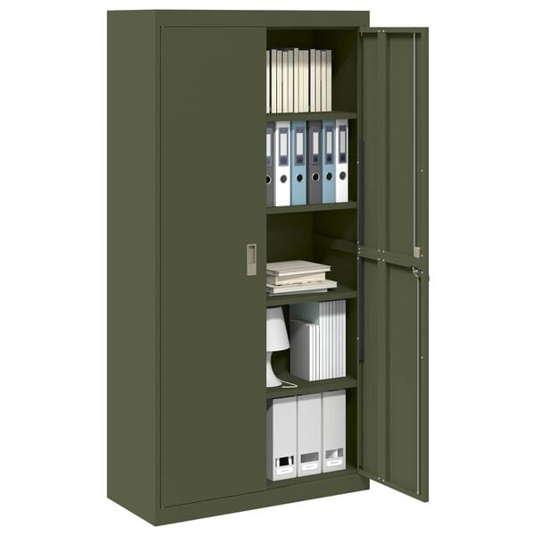 vidaXL Storage Cabinet with Storage 2 pcs Olive Green 90 x 40 x 180 cm