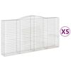 vidaXL Arched Gabion Baskets 5 pcs 400x50x200/220 cm Galvanised Iron