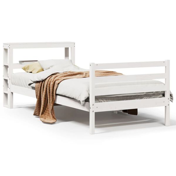 vidaXL Bed Frame without Mattress White 90x200 cm Solid Wood Pine