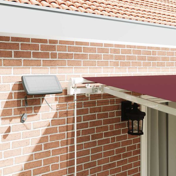 vidaXL Manual Retractable Awning with LED Burgundy 450x300 cm
