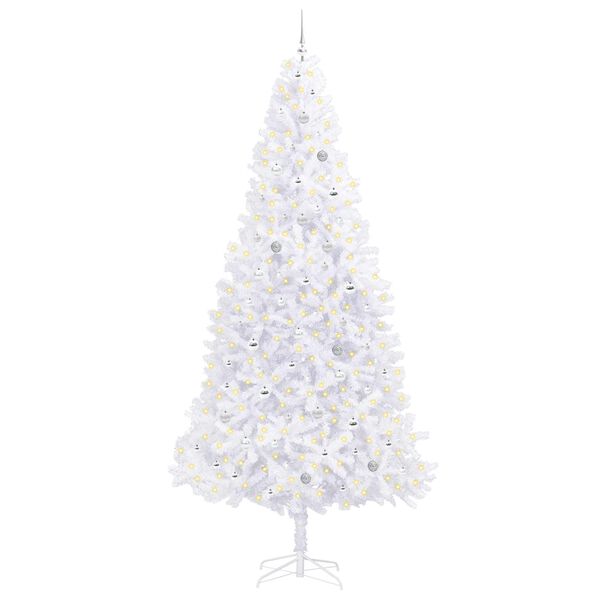 vidaXL Artificial Christmas Tree with Stand White 300 cm PVC and Steel