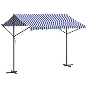 vidaXL Free Standing Awning Blue and White 300x300 cm Fabric and Steel