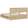 vidaXL Bed Frame with Headboard Sonoma 200 x 200 cm Solid Pine Wood