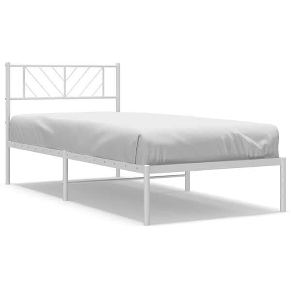 vidaXL Metal Bed Frame without Mattress with Headboard White 107x203cm