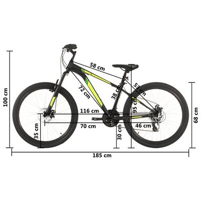 vidaXL Mountain Bike 21 Speed 27.5 inch Wheel 38 cm Black
