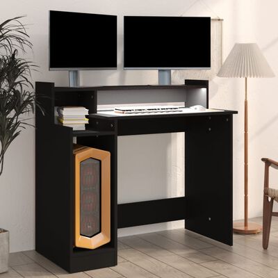 vidaXL Desk with LED Lights Black 97x45x90 cm Engineered Wood