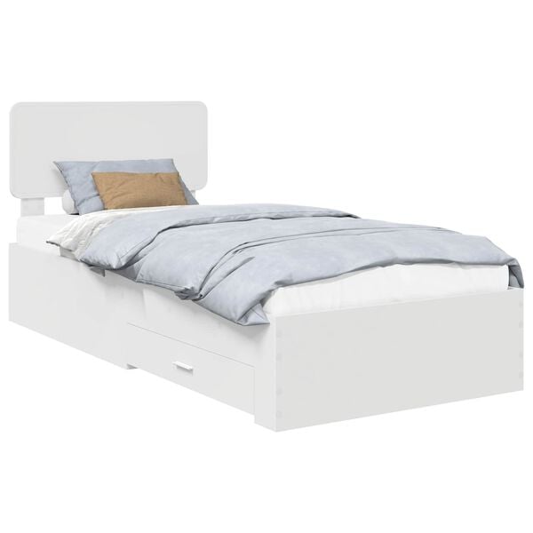 vidaXL Bed Frame with Headboard White 90 x 190 cm Engineered Wood