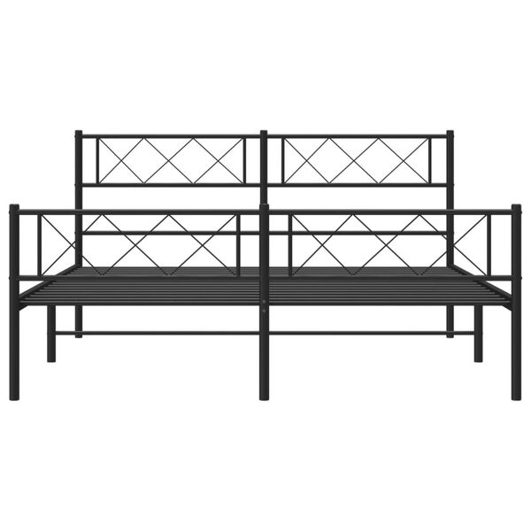 vidaXL Metal Bed Frame without Mattress with Footboard Black 120x190cm