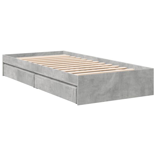 vidaXL Bed Frame with Drawers without Mattress Concrete Grey 90x190 cm Single
