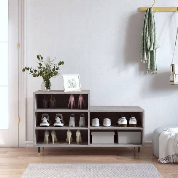 vidaXL Shoe Cabinet Grey Sonoma 102x36x60 cm Engineered Wood