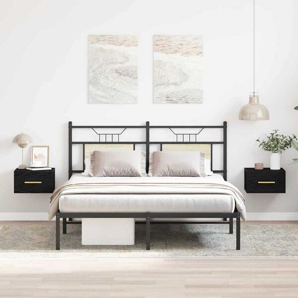 vidaXL Bedside Cabinet 2 pcs Black Oak 35 x 35 x 20 cm Engineered Wood