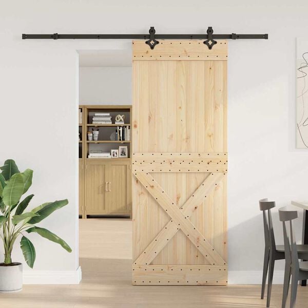 vidaXL Sliding Door with Hardware Set 90x210 cm Solid Wood Pine