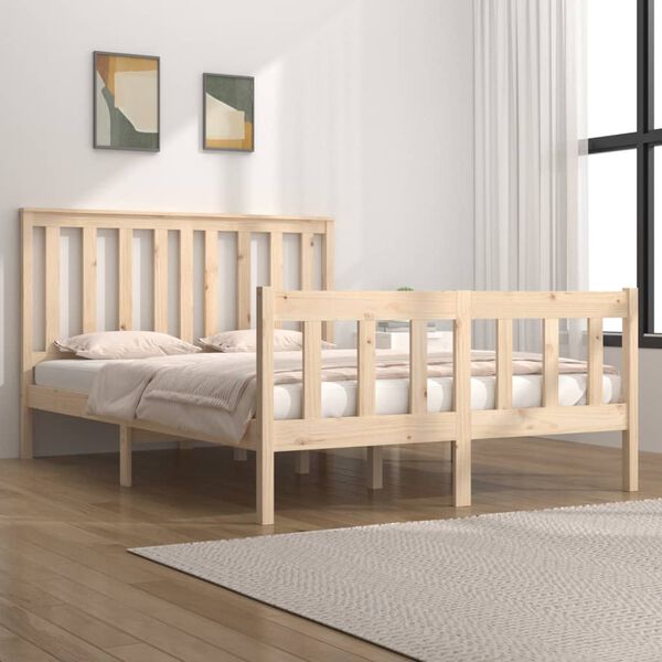 vidaXL Bed Frame without Mattress Solid Wood Double