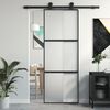 vidaXL Sliding Door Black 76x205 cm Tempered Glass and Aluminium