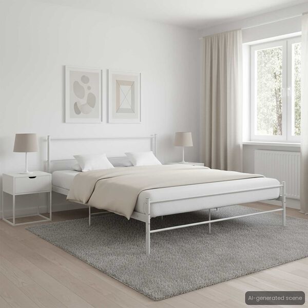 vidaXL Bed Frame without Mattress White Metal 140x200 cm