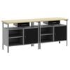 vidaXL Work Bench Set with Shelf 2 pcs Black and Grey 200 x 55 x 85 cm