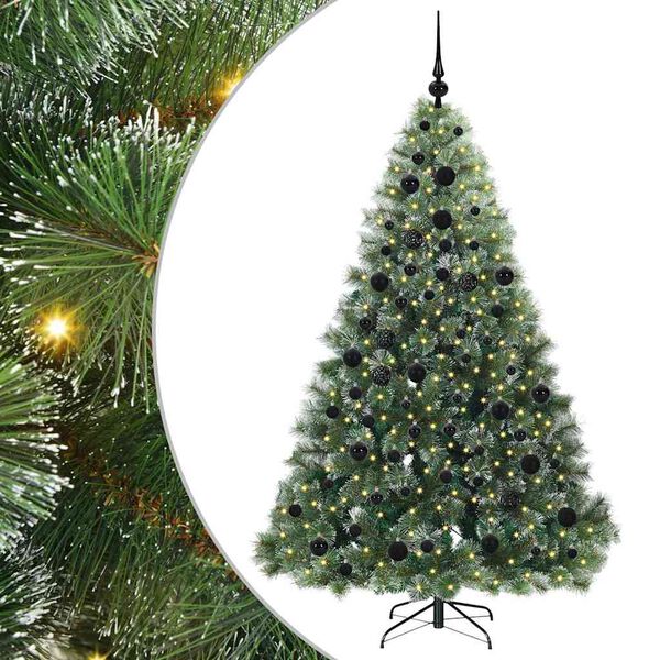 vidaXL Artificial Christmas Tree with 300 LEDs Green 180 cm PE and PVC