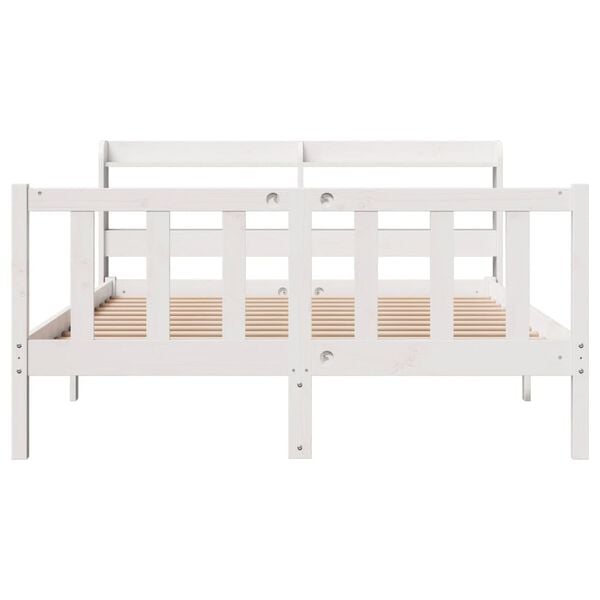 vidaXL Bed Frame without Mattress White 135x190 cm Double Solid Wood Pine