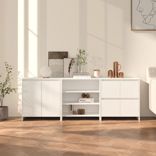 vidaXL 3 Piece Sideboard White Engineered Wood