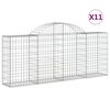 vidaXL Arched Gabion Baskets 11 pcs 200x30x80/100 cm Galvanised Iron