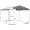 vidaXL Outdoor Dog Kennel with Roof Silver 3x4.5x2.5 m Galvanised Steel