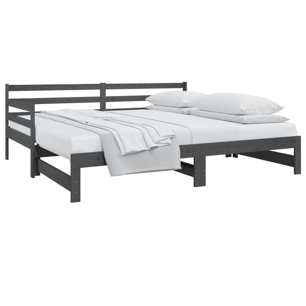 vidaXL Pull-out Day Bed without Mattress Grey 2x(80x200)cm