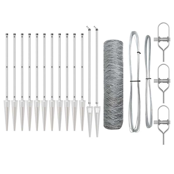 vidaXL Fence Post Silver 10 x 0.6 m (36 mm mesh) Steel