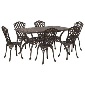 vidaXL Garden Dining Set 7 pcs Bronze Aluminium