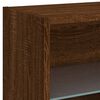 vidaXL Bedside Cabinet with LED Lights Wall-mounted Brown Oak