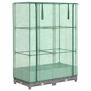 vidaXL Garden Planter with Greenhouse Cover&Wheels 2 pcs Light Grey PP