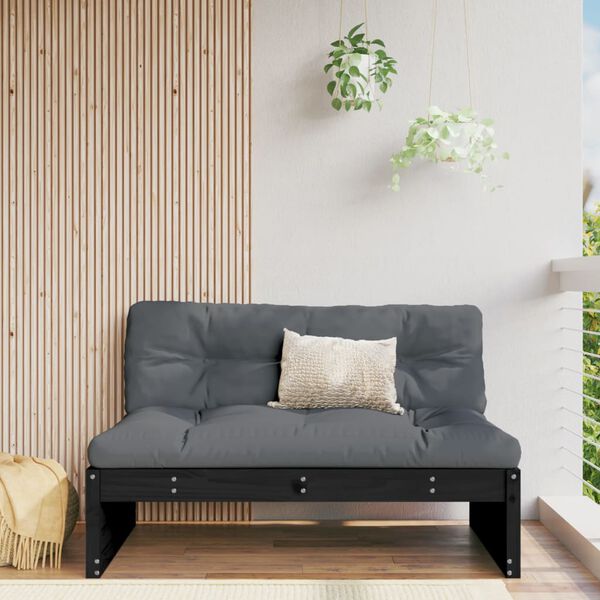 vidaXL Garden Middle Sofa Black 120x80 cm Solid Wood Pine